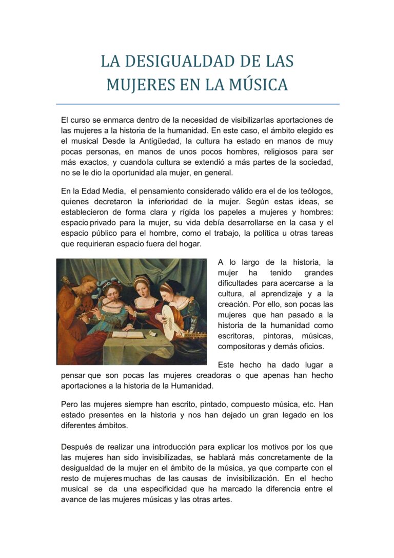 CURSO: LA DESIGUALDAD DE LAS MUJERES EN LA MÚSICA
