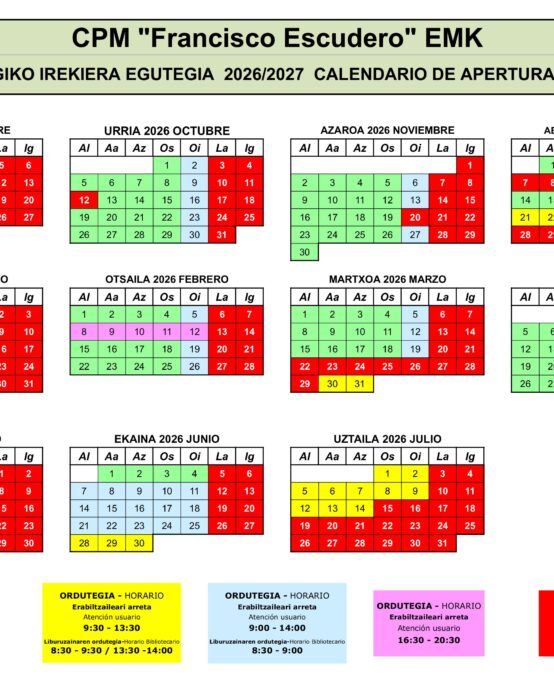 LIBURUTEGIKO IREKIERA EGUTEGIA 2026-2027